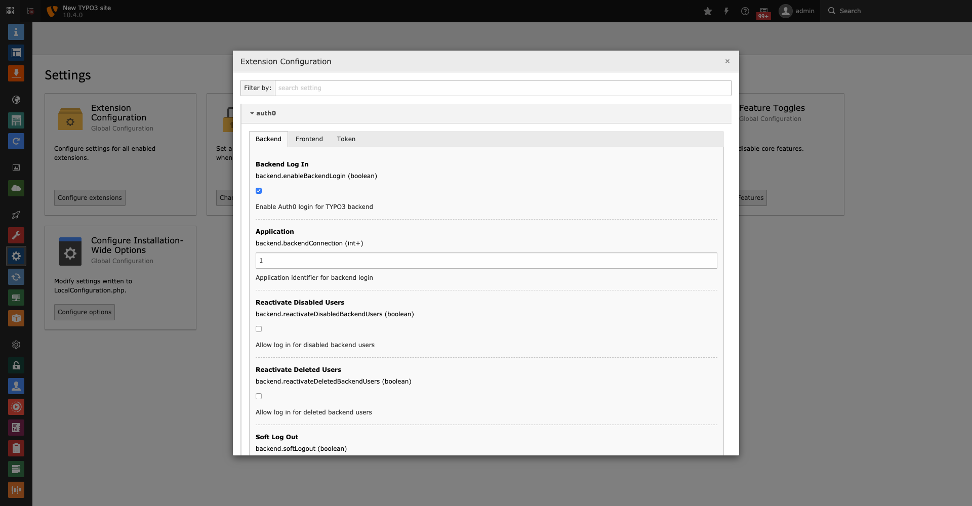 Extension Configuration