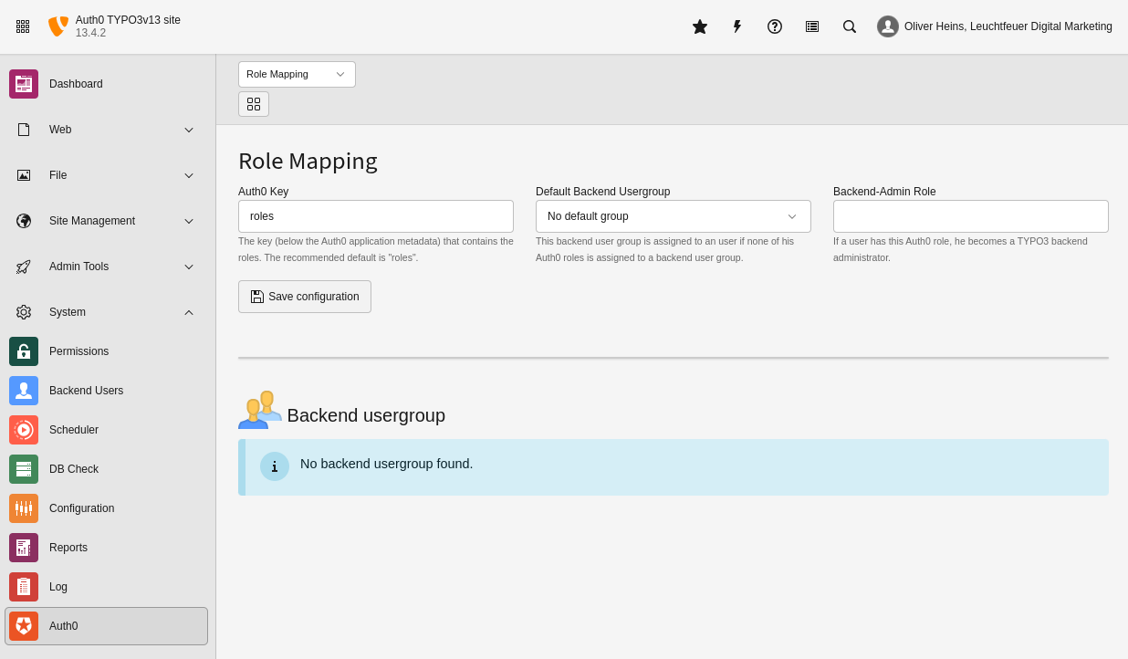 Roles mapping within the backend module