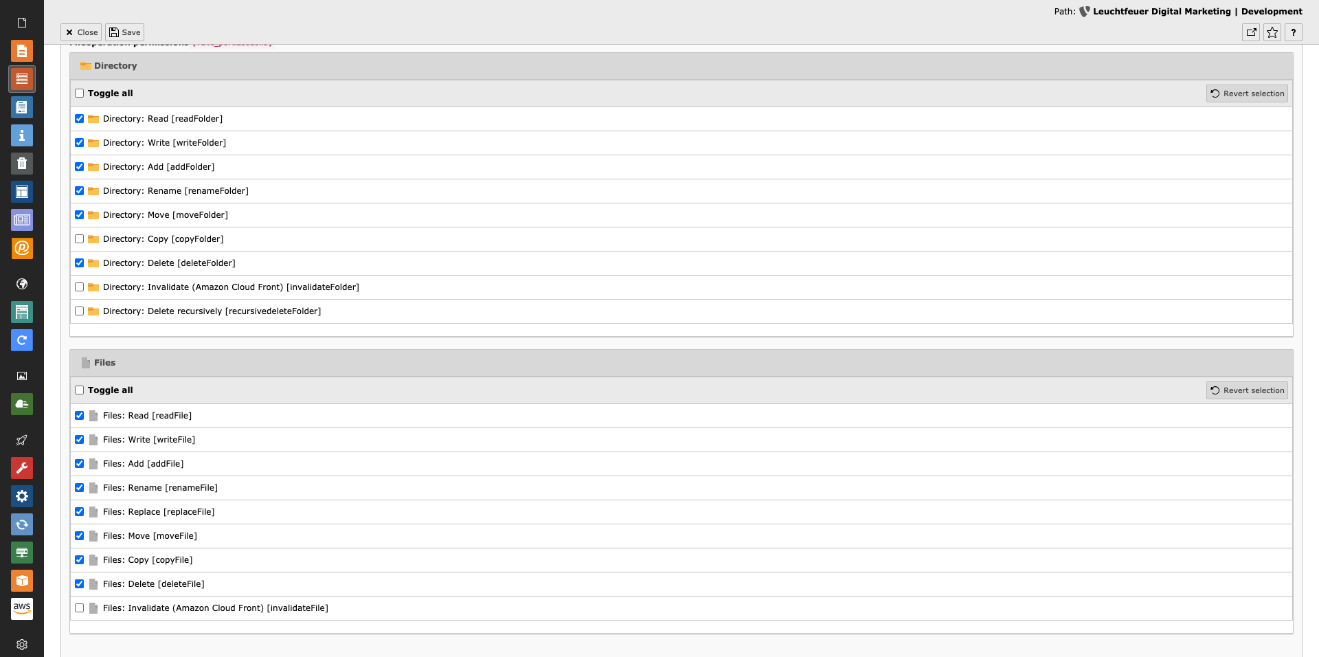 Configure permissions for users or groups