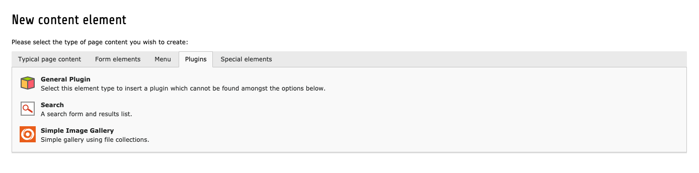 Backend view of EXT:bm_image_gallery plugin