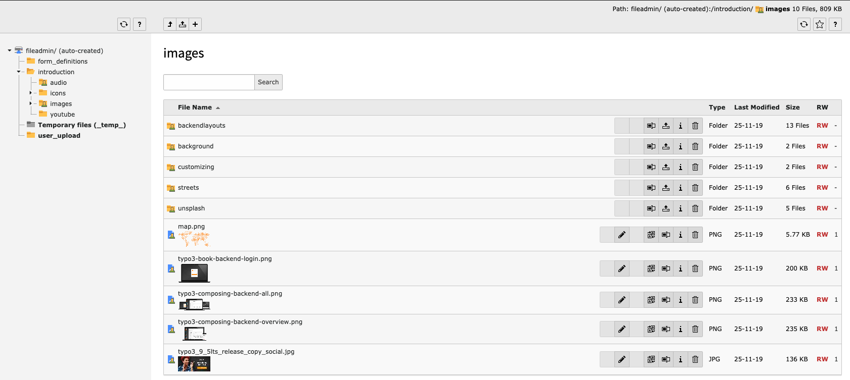 Identify protected files within the "Filelist" module.