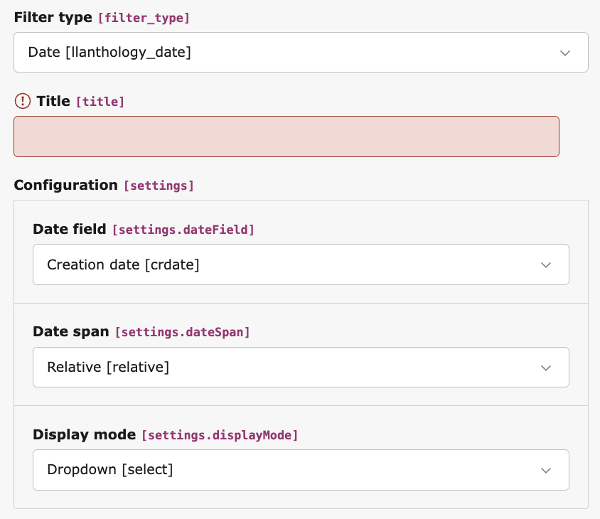 Configure date filter