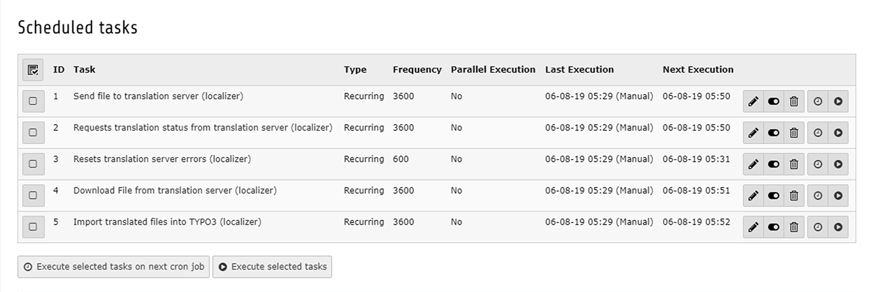 Localizer Scheduler Tasks