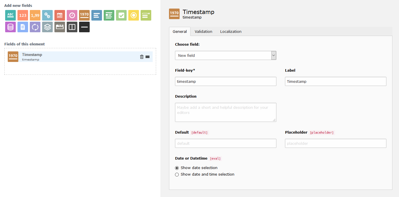 Timestamp element