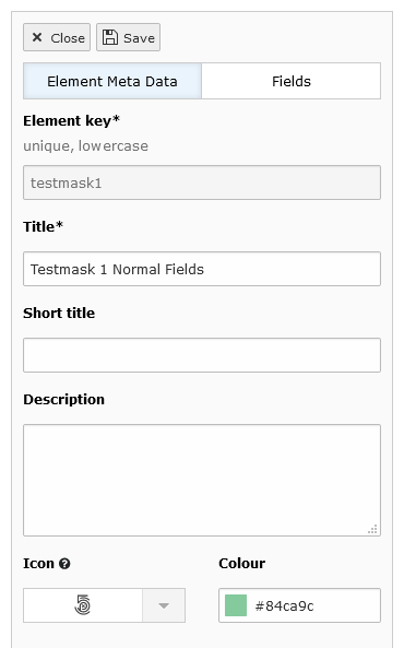 Element Meta Data tab