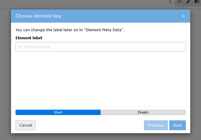 Multi Step Wizard for new element