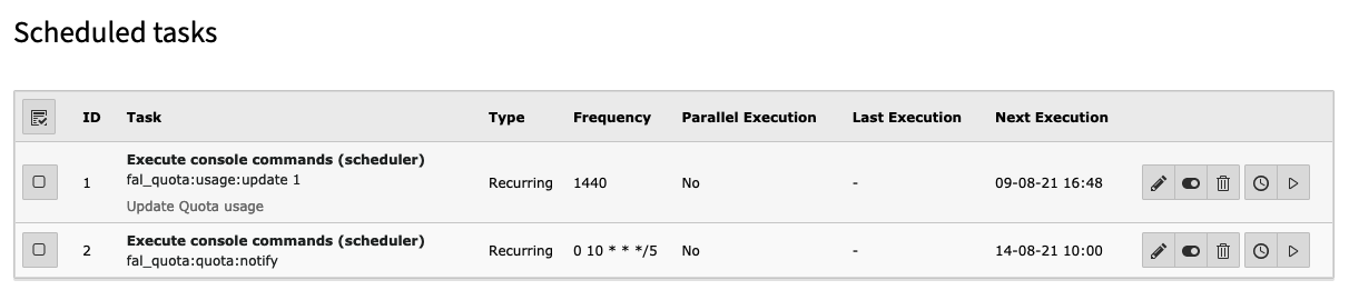 FAL Quota scheduler tasks