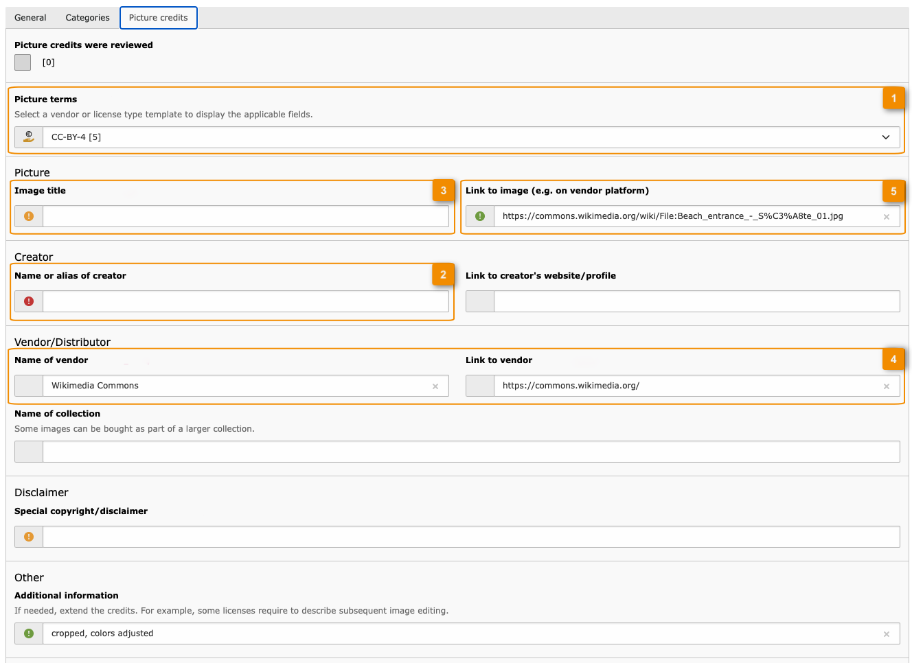 Backend: Editor inputs