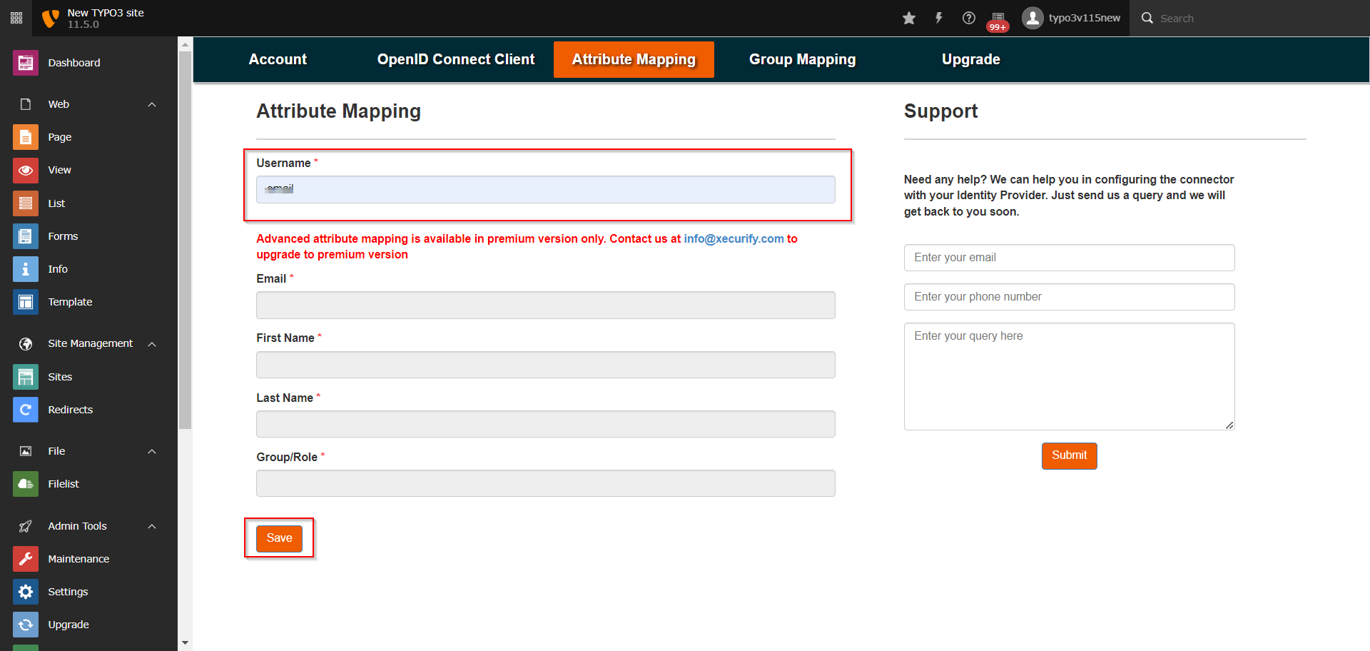 Attribute Mapping Settings