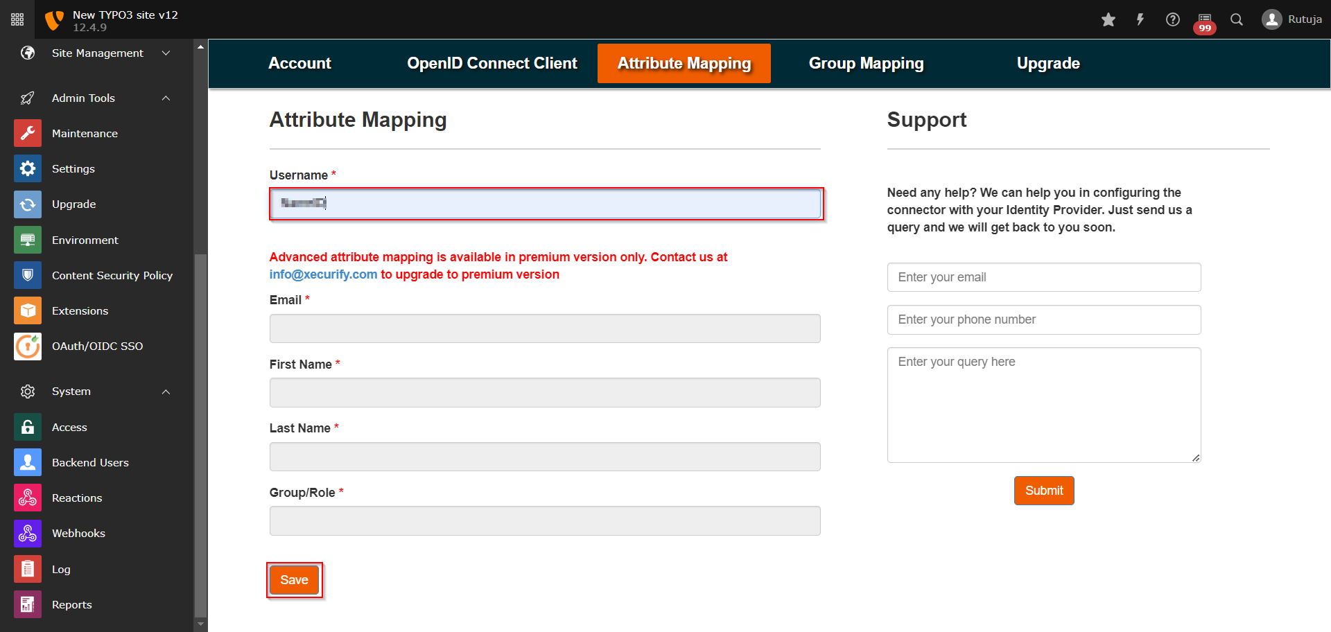 Attribute Mapping Settings