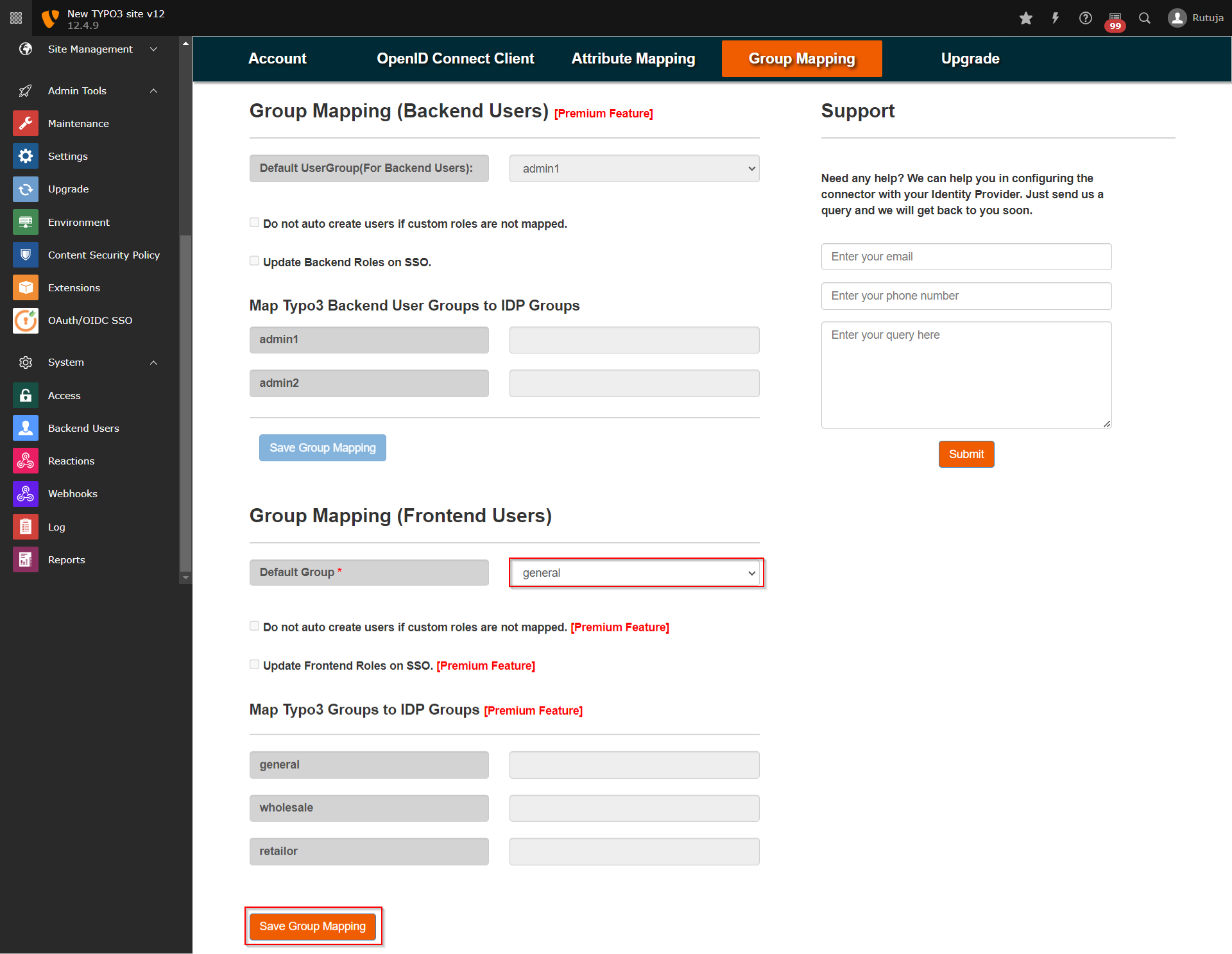Default Group Mapping Settings