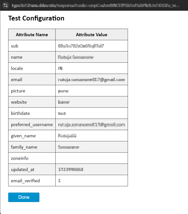 Test Configuration Window