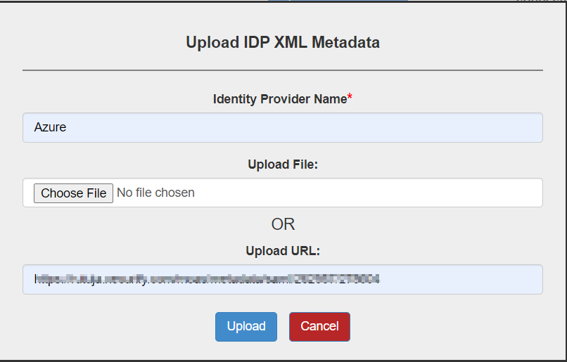 IDP XML Metadata Upload