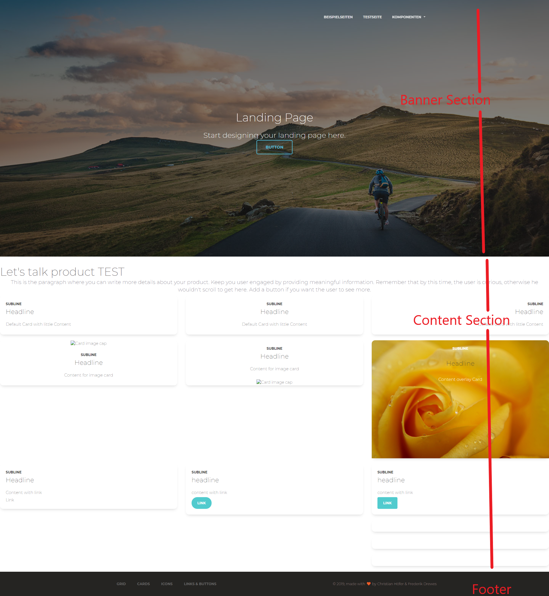 frontend rendered with sections