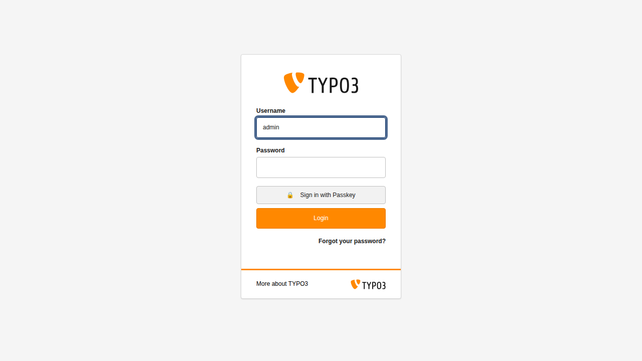 Login form with username filled and passkey button ready