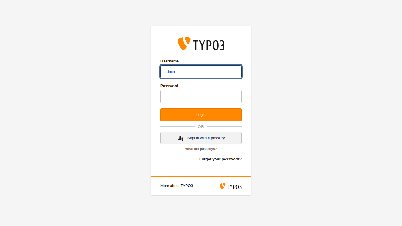 Login form with username filled and passkey button ready