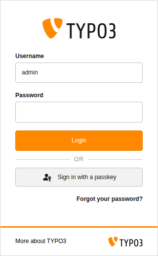 Login form with username filled and passkey button ready