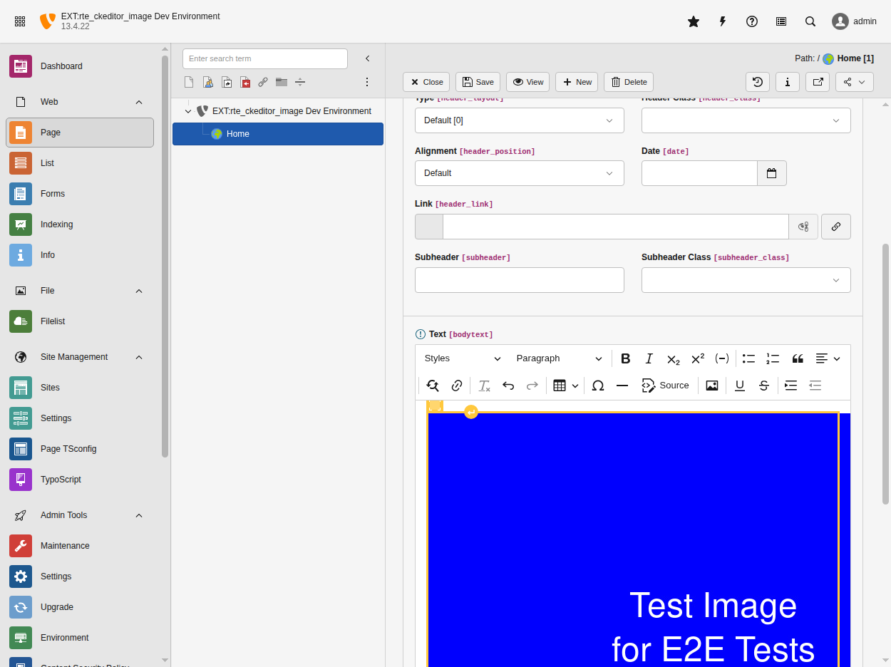 CKEditor toolbar with image insert button highlighted