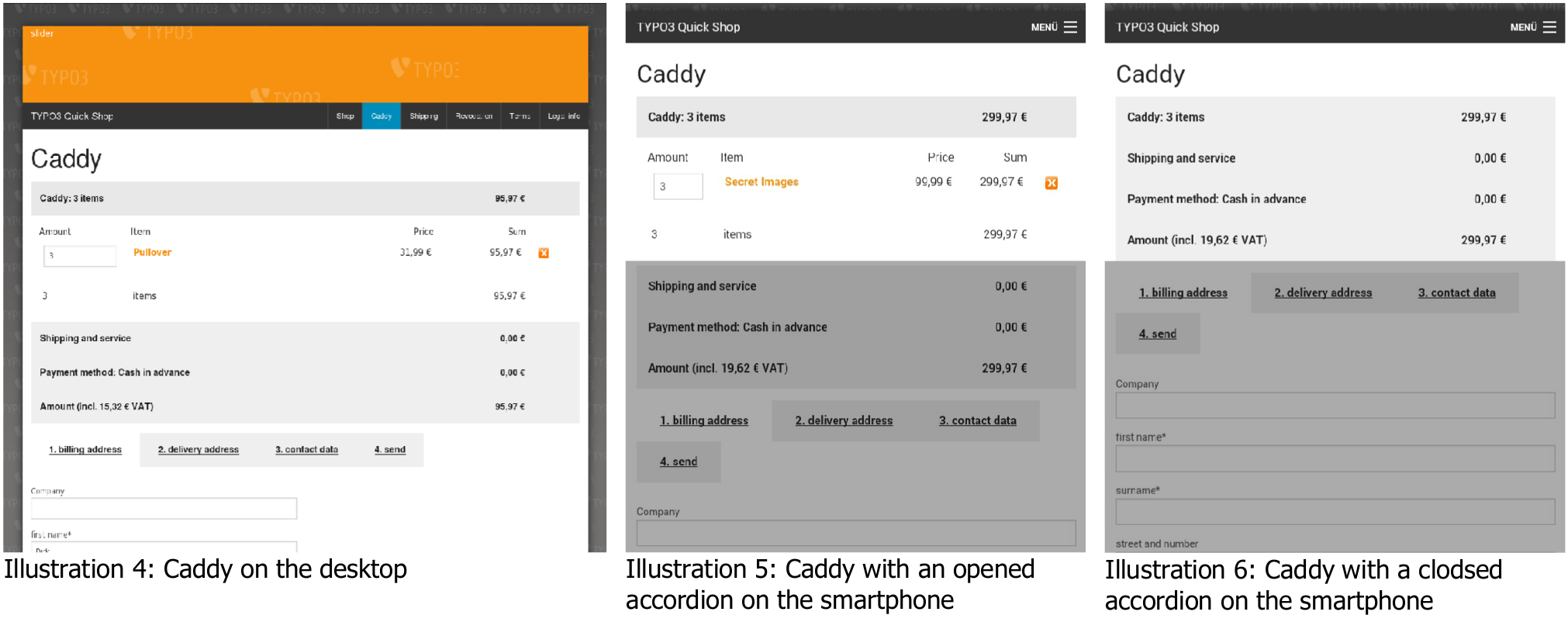 Caddy on a desktop and on a smartphone