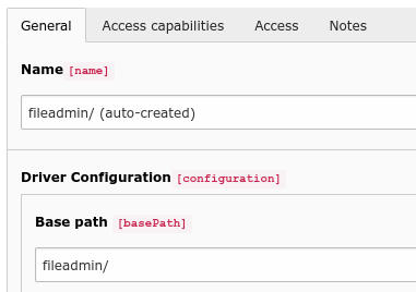 File storage with the base path fileadmin