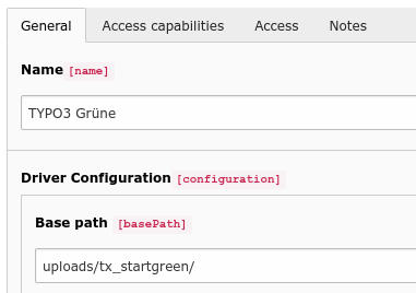 File storage with an individual base path