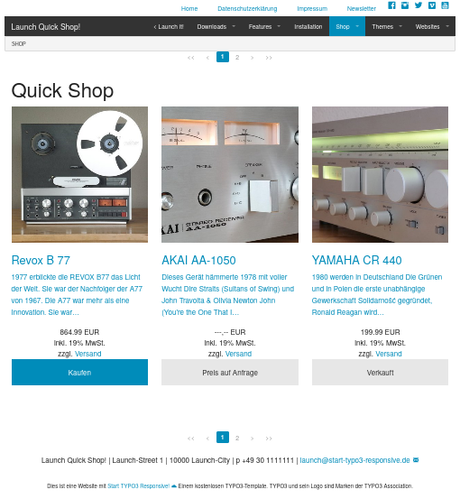 Quick Shop: list view (desktop)