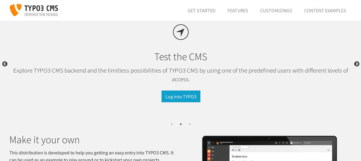 Sample with the TYPO3 Bootstrap-Introduction-Package (1 of 3)
