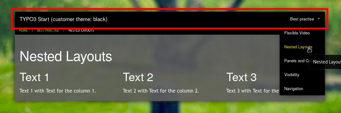 Site with the menu Top Bar (foundation)