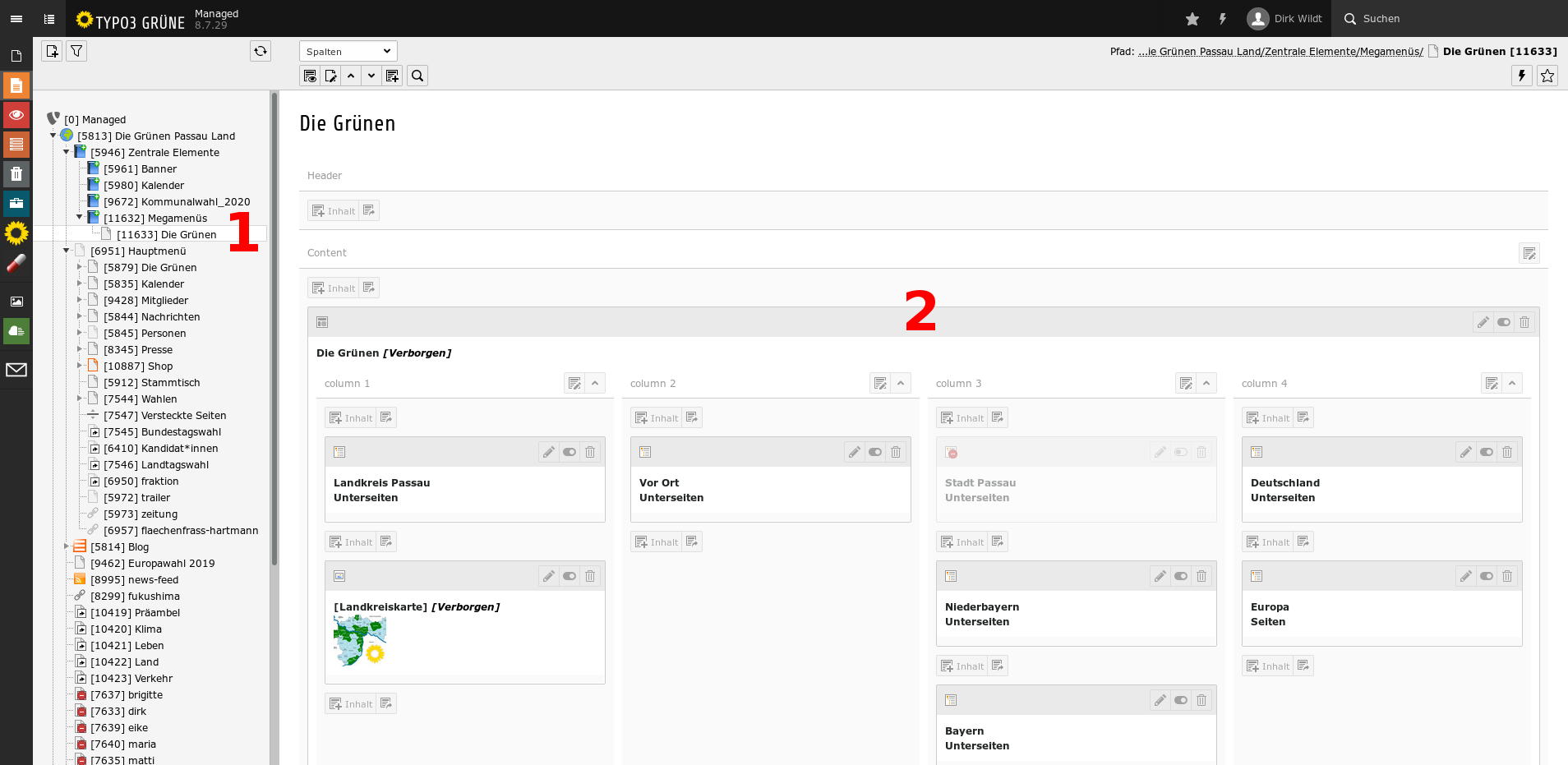 Mega menu TYPO3 START Kreisverband Passau-Land