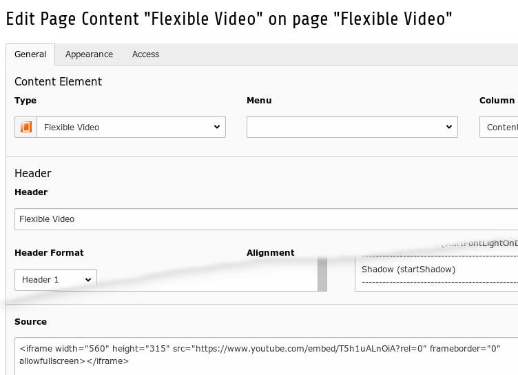 Flexible video in the backend