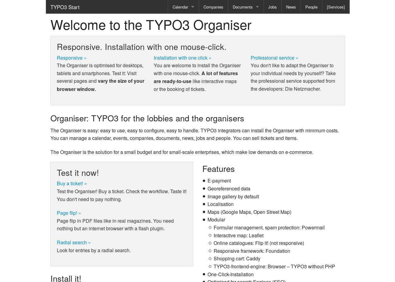Start TYPO3 Responsive: without the +Customer extension