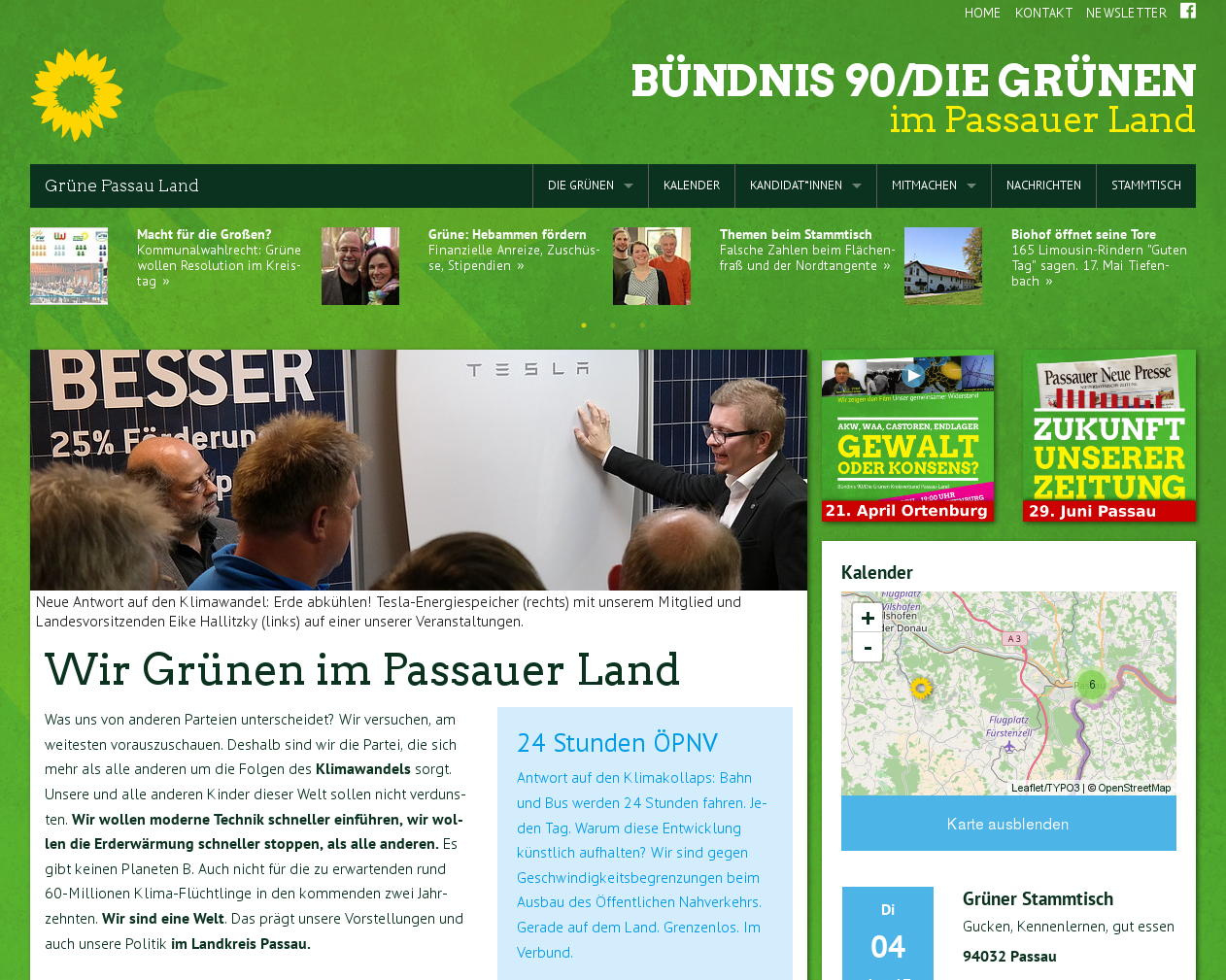 TYPO3 GRÜNE auf dem Desktop (hier: gruene-passauland.de)