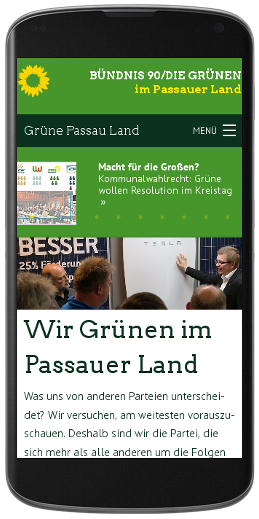 TYPO3 GRÜNE auf dem Smartphone (hier: gruene-passauland.de)