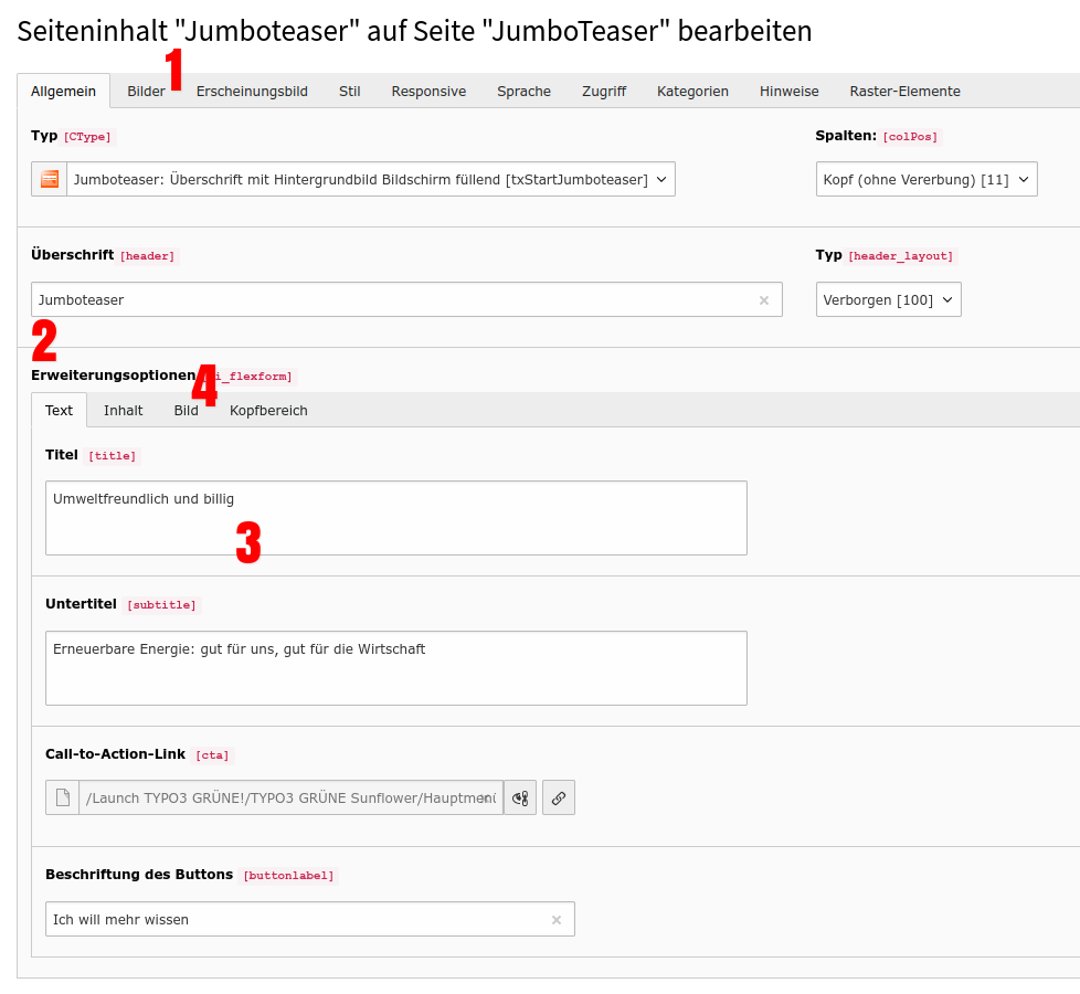 Formular für den Jumboteaser