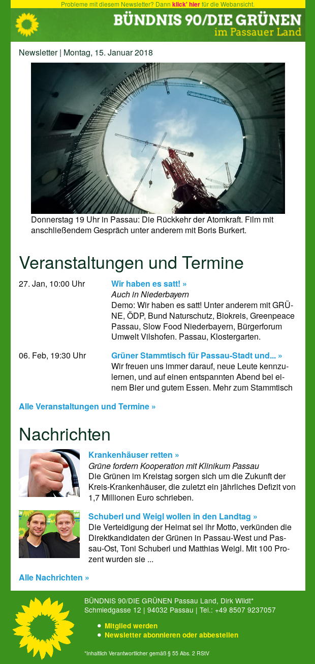 Newsletter TYPO3 GRÜNE Kreisverband Passau-Land