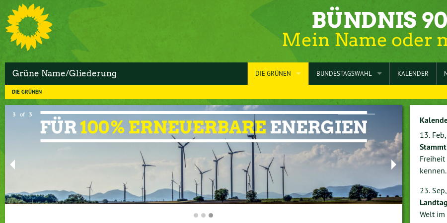 TYPO3 GRÜNE Slider im Frontend