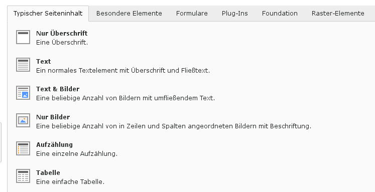 Seiten-Inhalt hinzufügen