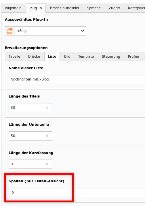 TYPO3 xBlog tab List: TYPO3 xBlog tab List: Setup the amount of columns