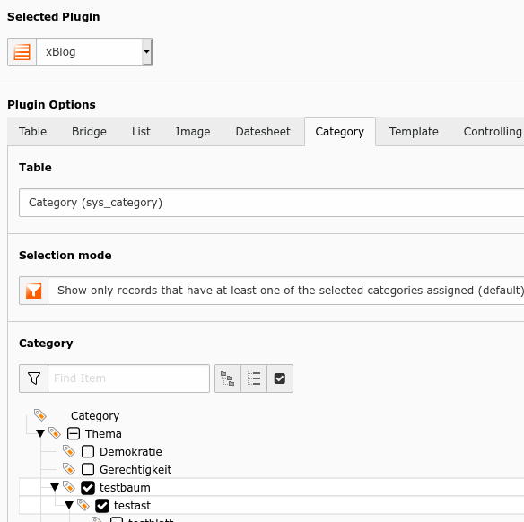 TYPO3 xBlog: tab category