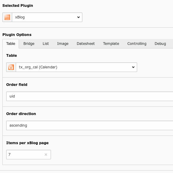 TYPO3 xBlog: tab table
