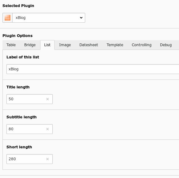 TYPO3 xBlog: tab list
