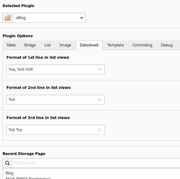TYPO3 xBlog: tab datesheet