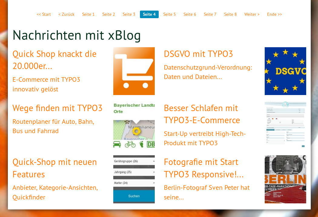 TYPO3 xBlog sample: 2 columns, margin content at the right, proportion 66/33