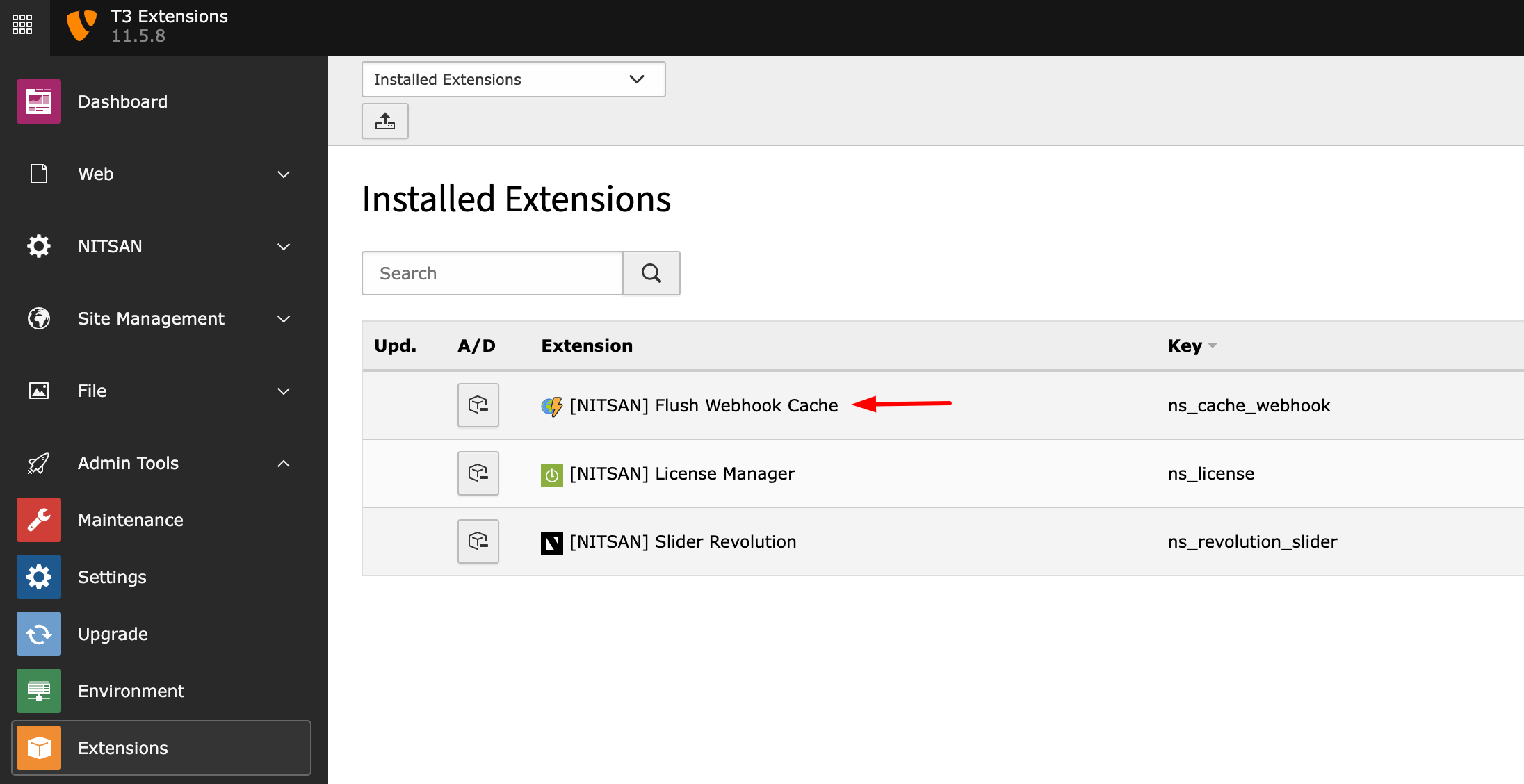 Install TYPO3 Extension Cache Webhook