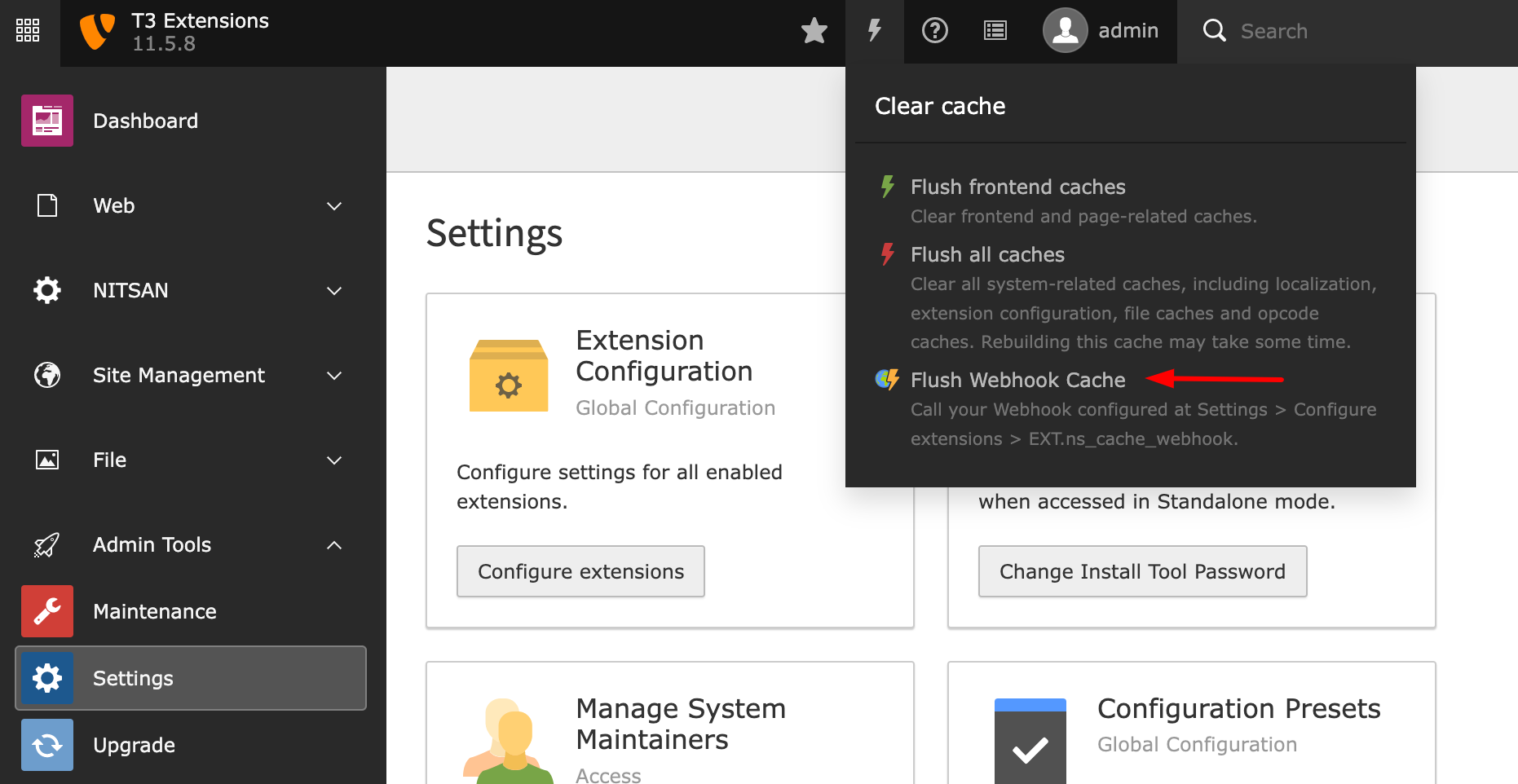 Usage Cache Webhook TYPO3 Extension