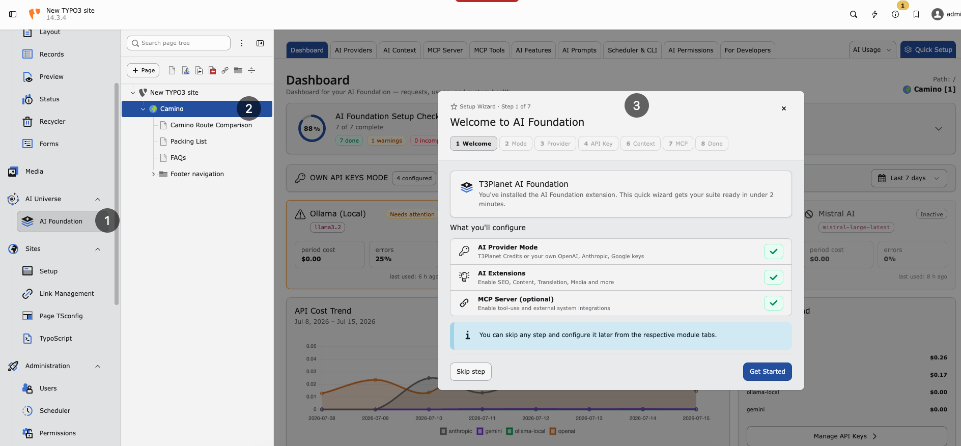 AI Foundation Quick Setup wizard welcome step