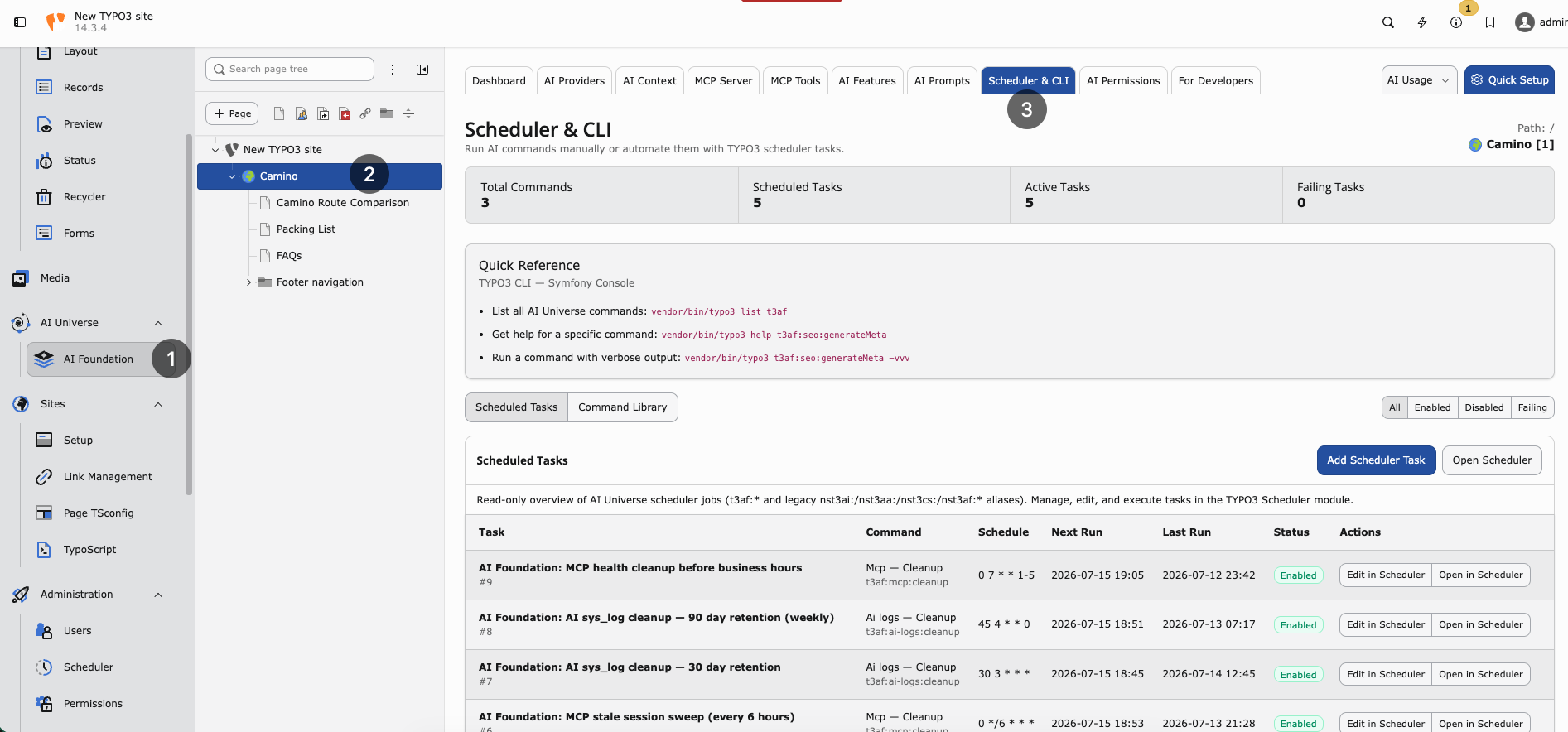 AI Foundation Scheduler and CLI with scheduled tasks and command list
