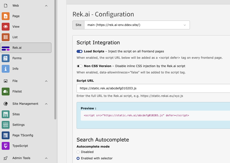 The Rek.ai backend configuration module