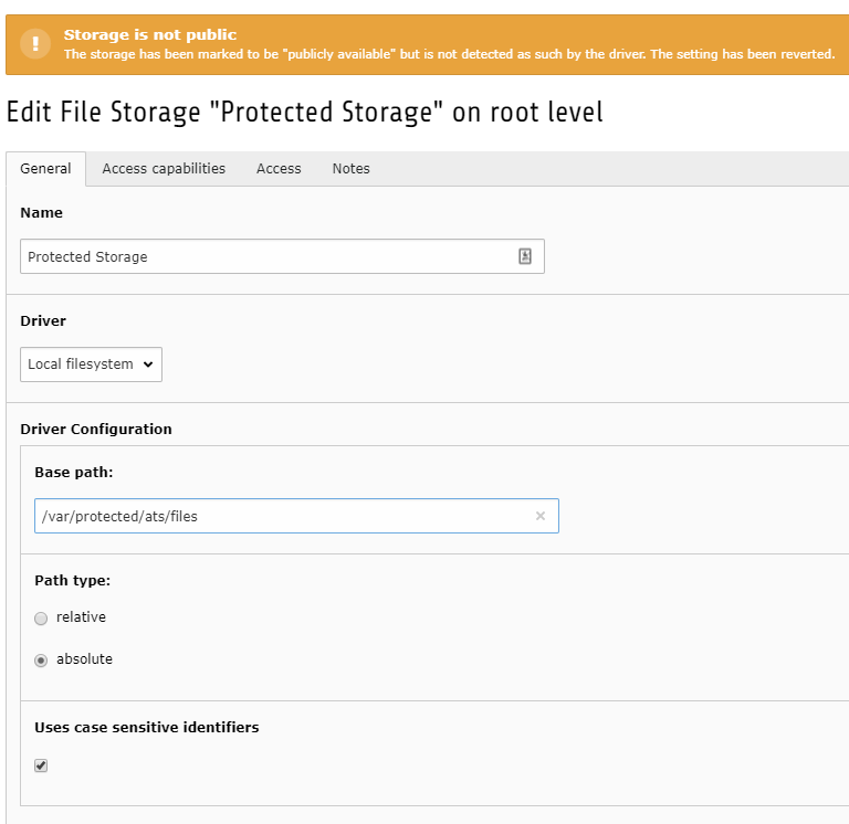 Example protected storage