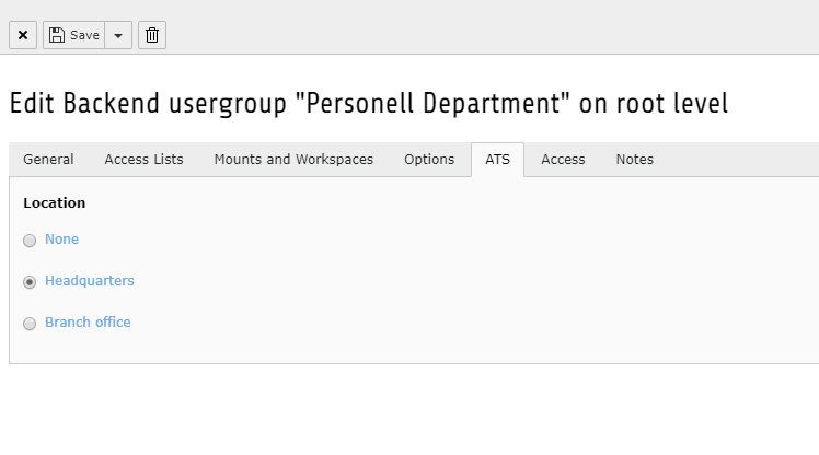 Assigning a location to backend usergroups